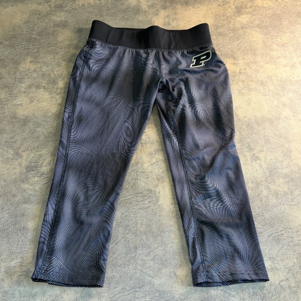 Champion Purdue Boilermakers Leggings‎ Womens Small Black Silver Geometric Crop